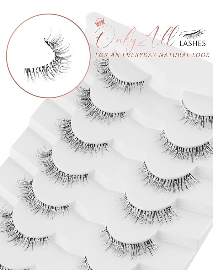 Onlyall False Eyelashes Natural Wispy Lashes Clear Band Fake Lashes H92