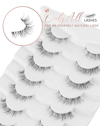 Onlyall False Eyelashes Natural Wispy Lashes Clear Band Fake Lashes H92