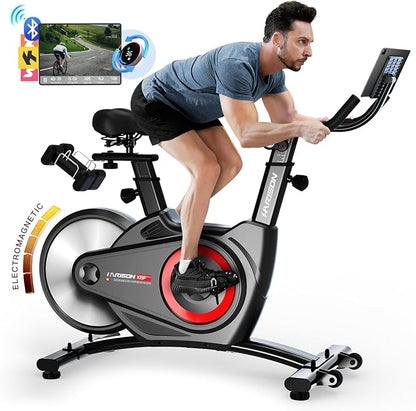 HARISON Semi-Commercial Exercise Bike 400 lbs Capacity, Magnetic Stationary Bikes for Home Gym with Bluetooth & Tablet Holder & Comfortable Seat Cushion