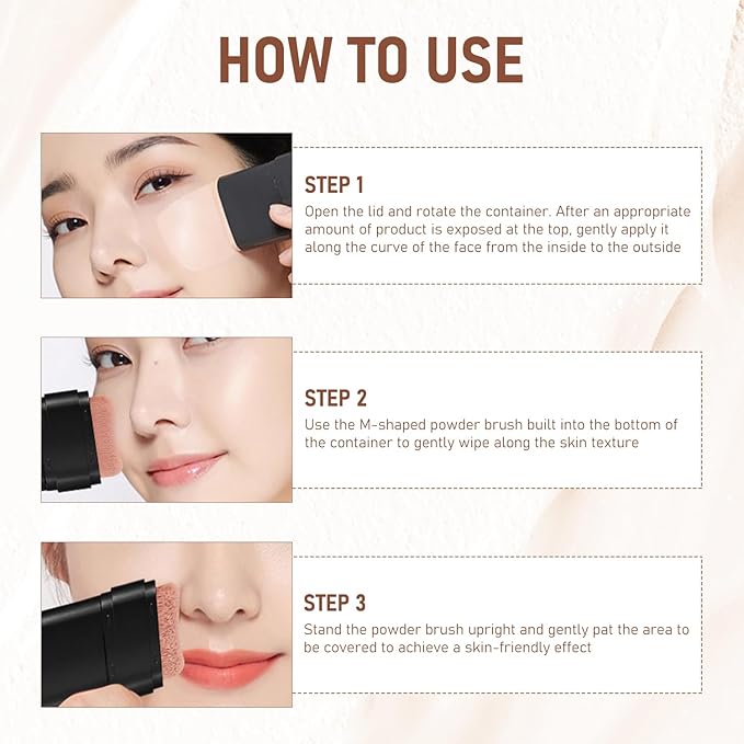 Flawless Eraser Foundation Stick,Korean Hydrating Lightweight Foundation Stick with Brush,Multi-Use Foundation Stick Makeup, Waterproof Thin and Cover Blemishes for All Skin Types (ivory white, 01)