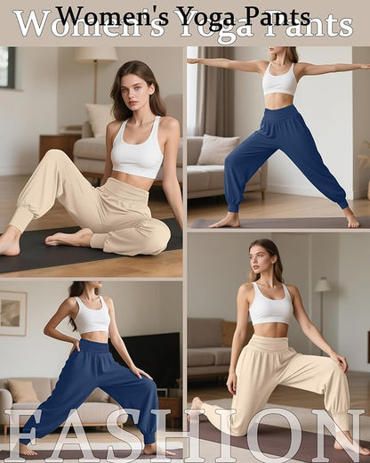 2 Pack Women's Yoga Joggers, Cozy Sweatpants with Pockets Casual Loose Comfy High Waisted Lounge Pants