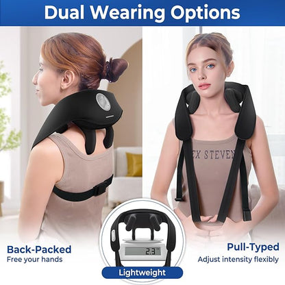 KingPavonini Width Adjustable Neck Massager with 5 Heat Zone, Wireless 6D Shiatsu Shoulder Massager for Pain Relief Deep Tissue, Massager for Neck and Shoulder Pain, Gifts for Men Women Dad Mom