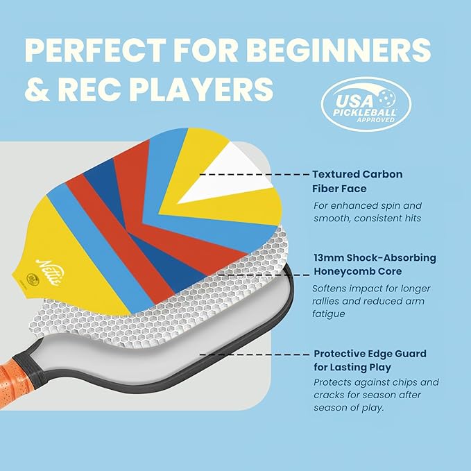 Pickleball Paddles, Carbon Fiber Pickleball Paddles Set of 1/2/4, USAPA Approved 13mm Polymer Core Pickleball Set for Intermediate, Stylish Pickleball Gifts