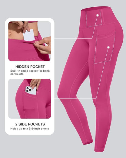 CHRLEISURE Leggings with Pockets for Women, High Waisted Tummy Control Workout Yoga Pants