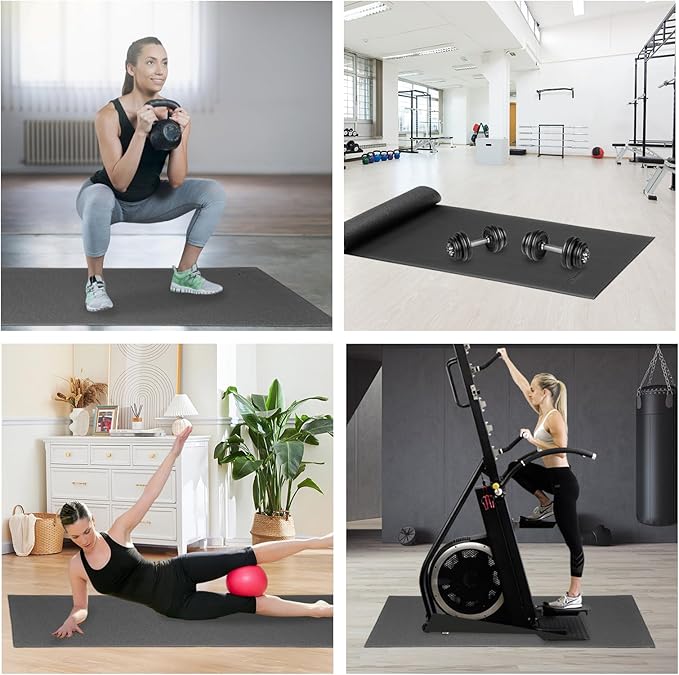 Treadmill Mat for Exercise Equipment – 72" x 48" Rubber Floor Protector Mat for Home Gym, Bike, Rowing Machine – Anti-Slip PVC, Easy to Clean, Workout or Garage Gym Flooring