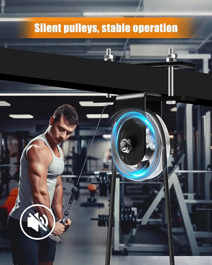 Home Gym Pulley System LAT Pulley Machine, Heavy Duty 304 Steel Cable Pulley System for Power Cage with Quiet Aluminum Pulley
