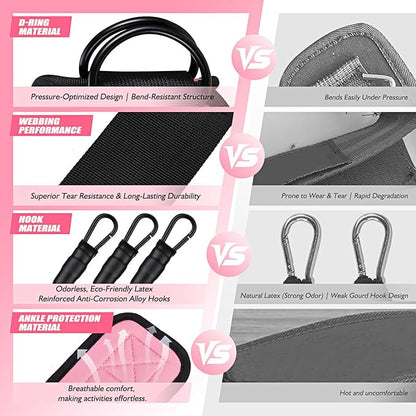 Ankle Resistance Bands with Cuffs for Women & Men - 3-Level Adjustable Leg & Glute Workout Equipment, Portable Home Gym Exercise Bands for Kickbacks, Hip Thrusts, Yoga, Strength Training