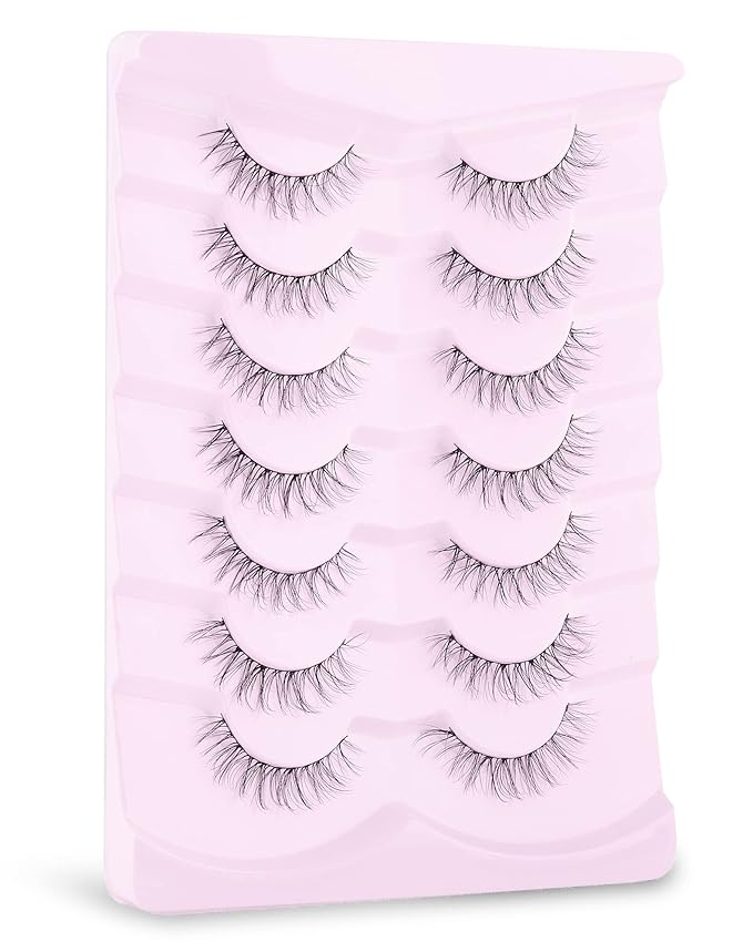 Eyelashes Natural Look Fake Eyelashes Natural Lashes Lightweight False Eyelashes Wispy Lashes 3D Faux Mink Eyelashes 7 Pairs D3