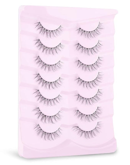 Eyelashes Natural Look Fake Eyelashes Natural Lashes Lightweight False Eyelashes Wispy Lashes 3D Faux Mink Eyelashes 7 Pairs D3
