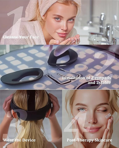 Red Light Therapy Mask for Face - 4 Light Modes with 660nm 850nm Wavelength, Blue & Red Light Therapy Face Mask, 2000mAh, Eye Protection, Timer & Travel-Friendly Design for Home Skincare