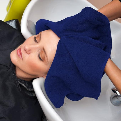 Utopia Towels, Salon Towel, Pack of 24, Not Bleach Proof, 16 by 27 Inches, Highly Absorbent Cotton Towels for Hand, Gym, Beauty, Spa, and Home Hair Care, Royal Blue