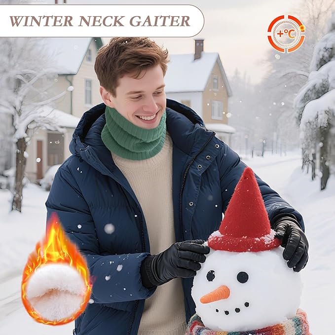 Neck Warmer Gaiter, Winter Fleece Lined Face Mask Scarf for Men Women, Thick Warm Cold Weather Running Ski Neck Cover