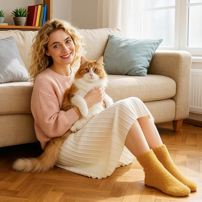 Geyoga 6 Pairs Fuzzy Socks for Women Cozy Fluffy Slipper Socks Mink Velvet Soft Winter Warm Sleeping Christmas Gifts