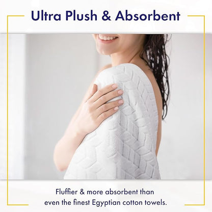 Ultra Soft & Stylish 700 GSM Luxury Bath Towels - 100% Zero-Twist, Long-Staple Cotton - Remarkably Absorbent & Quick Drying - 6 Piece Towel Set (White)