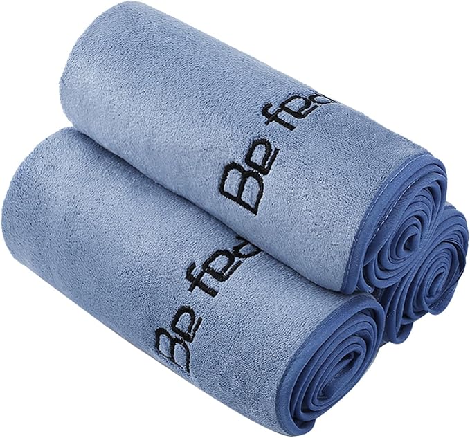 Microfiber Gym Towels Bigger Size Super Soft for Exercise Fitness, Sports, Workout, 380-GSM 15-Inch x 31-Inch Quick-Drying Towels (3 Pack, Blue)