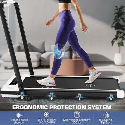 ANCHEER Foldable Treadmill with 12% Incline, 3.0HP Walking Pad Treadmills with Handle Bar, 320LBS Capacity/2S Folding/Widened Belt, Quiet Portable Walking Treadmill Under Desk with LED