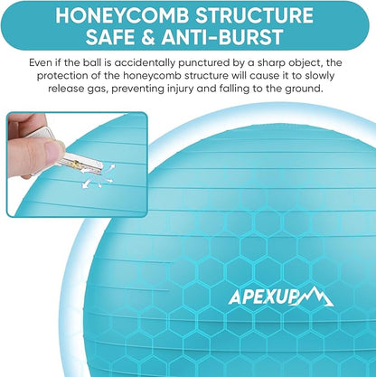 APEXUP Yoga Ball Exercise Ball Anti Slip Heavy Duty for Fitness, Balance & Core Workout