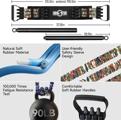 Innstar Multi-Function Resistance Bands for Working Out, Push Up Exercise Bands Resistance Bands Set for Bench Press Gym Equipment, Home Workout, Travel Portable