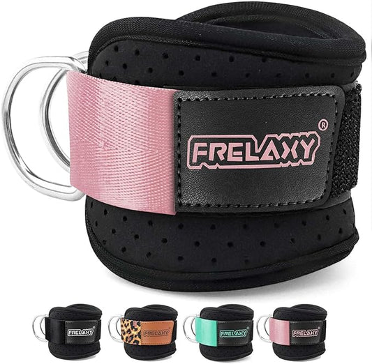 Frelaxy Ankle Straps for Cable Machine – Comfortable & Durable Leg Straps for Kickbacks, Glute Workouts, and Lower Body Exercises – Perforated Neoprene Padding & Tapered Fit