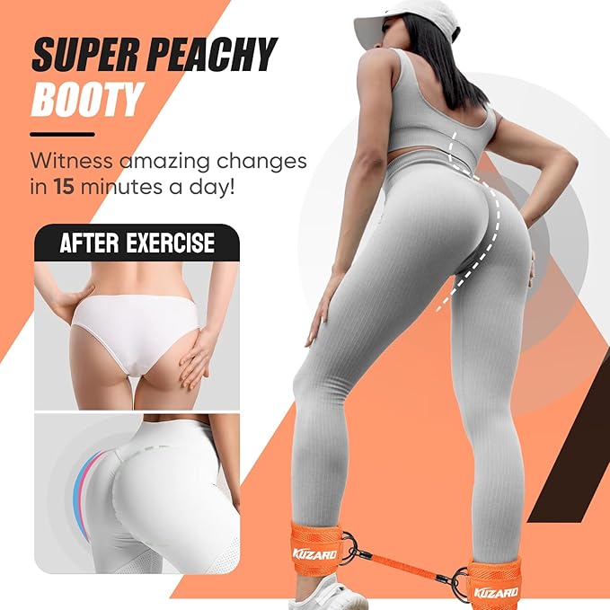 Ankle Resistance Bands with Cuffs, Ankle Weights Bands for Working Out, Women Leg and Glutes Workout Equipment, Exercise Bands for Kickbacks, Butt and Booty Trainer, Home Gym Fitness Equipment