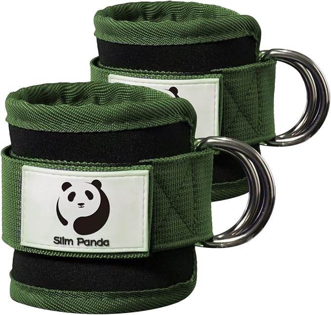 Slim Panda Ankle Strap for Cable Machine,Ankle Cuff for Kickbacks, Booty Hip Abductors,Glute Workouts, Leg Extensions, Curls for Men and Women, Adjustable with Double D-Rings