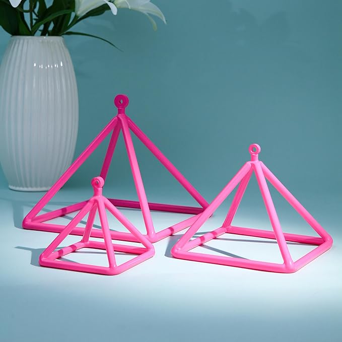 TOPFUND 10" Pink Crystal Singing Pyramid Sound Therapy Instrument with Carrying Case and Quartz Suede Mallet