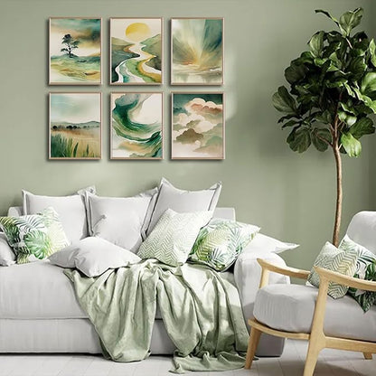 6 greens Mental Health Posters Boho Sun Mountain Wall Art Motivational Psychology Wall Decor Pictures Inspirational Positive Quotes Canvas Poster Prints For Home Counseling Office Decor Unframed