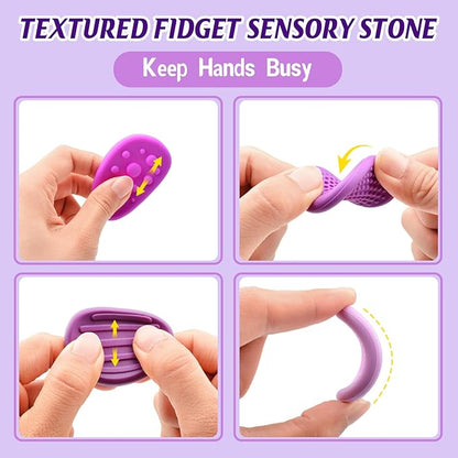 Fidget Toys Sensory Stones for Kids and Adults,6 PCS Texture Worry Stone for Anxiety Autism Teen Calm Down & ADHD Stress Relief,Quiet Fidgets for Classroom Small Prizes Gifts for Travel Toy