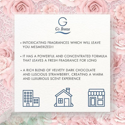 G's Breeze Smart Aroma Diffuser with 60ml Rose Scent Refill – Bluetooth & Wi-Fi App Control - LED Lighting, Adjustable Intensity - Long-Lasting Romantic Floral Fragrance for Home or Office