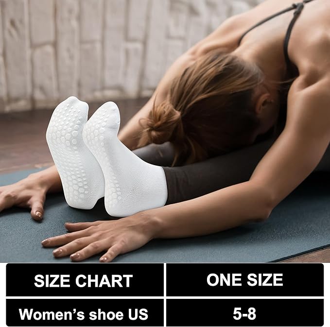 ELUTONG Pilates Grip Socks for Women Non Slip Yoga Grippy Socks Woman for Pure Barre Ballet Dance Hospital 6 Pack