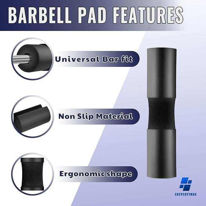 Barbell Pad Set for Hip Thrust & Squats – 9-Piece Workout Kit for Women | Includes 2 Bar Pads, 2 Ankle Straps, 2 Resistance Bands & Gym Accessories – No Pain Hip Thrusts – Glute, Leg & Booty Training