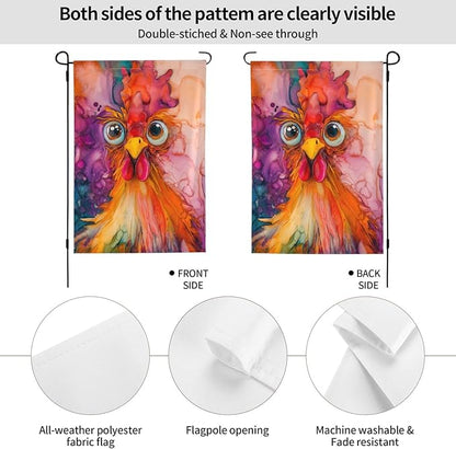 Colorful Rooster Garden Flag 12x18 In Double Sided Yard Flags Lawn Sign Decor No Flagstand