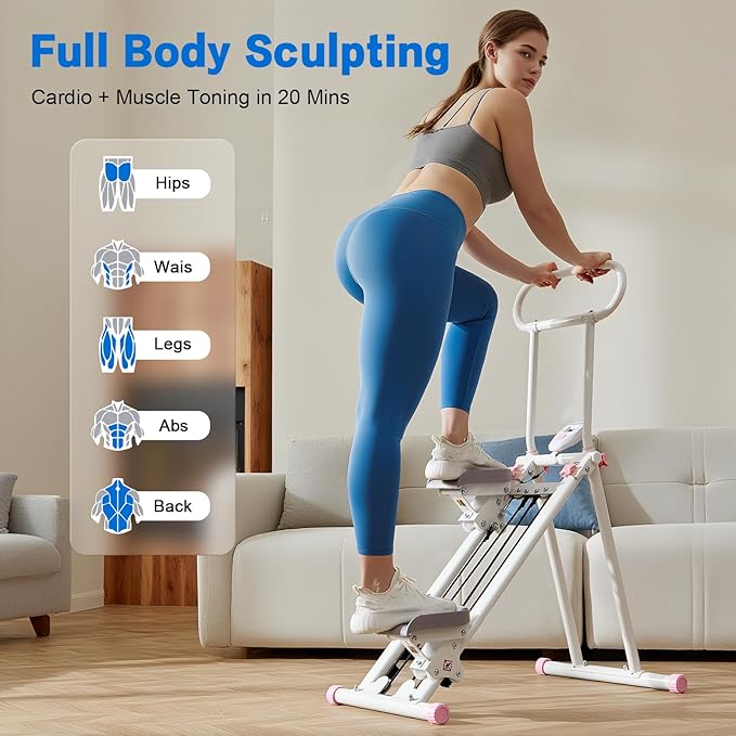 Stair Stepper for Home Gym,Folding Vertical Climber Cardio Exercise Machine,Stair Climber for Full Body Workout with Adjustable Handlebar for Women & Men