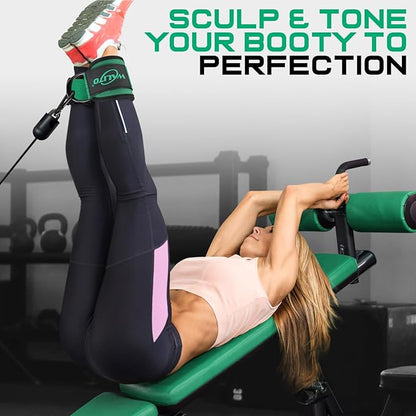 WALITO Gym Ankle Straps for Working Out - Glute Ankle Cuff Kickback Strap, Gym Cable Machine Accessories for Women Glute Leg Extensions, Hip Abductors & Lower Body Exercises Equipment