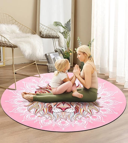 Round Meditation Pilates Yoga Mat Luxury Suede Large Yoga Mat Natural Rubber Non-Slip Base is ery Suitable for Meditation, Stretching, Yoga Environmental Protection, Fitness Exercise, Home and Outdoor. 140CM Diameter