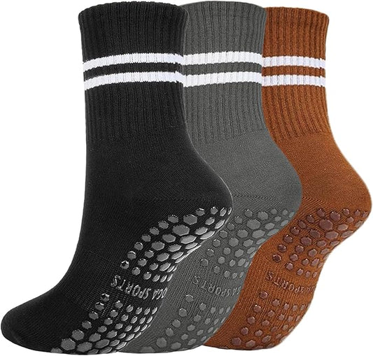 3/6 Pairs Cute Pilates Socks with Grips,Yoga Socks Barre Sock Non Slip Embroidery for Barre Ballet Barefoot Workout