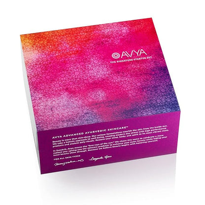 Avya Skincare Discovery Starter Set | Anti-Aging | Gentle Cleanser (15ml) + Anti-Aging Power Serum (10ml) + Eye Bright Cream (5ml) + Night Moisturizer (10ml)