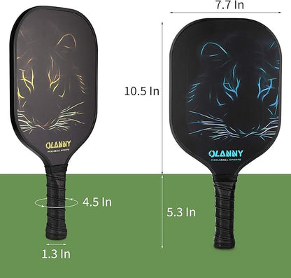 Graphite Pickleball Paddles Set- Premium Rackets Fiber Face & Polymer Honeycomb Core Pickleball Set Includes Pickleball Paddles + Pickleball Balls+ Replacement Soft Grip + 1 Bag