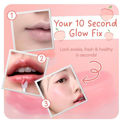 FRUDIA Korean Makeup Lip + Cheek Glow Jam |Long lasting, Moisturizing & Plumping | Non - Sticky & Glossy Color for Eyes, Lips & Cheeks |Mellow Peach – Soft peach beige - 4.5 gm
