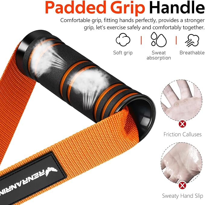 RENRANRING Gym Exercise Handles, Replacement Handle Attachments for Cable Machine Pulleys, Resistance Band and Strength Trainer, Pull Down Workout Accessories, Home Gym Add On Equipment