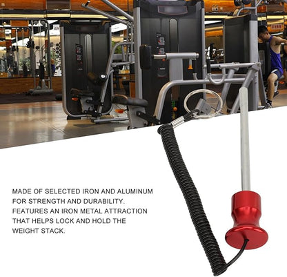 Weight Stack Pin, Weight Machine Pin Magnetic Weight Pin with Pull Rope, Quick Release Pin Universal Replacement Selector Lock Pin Strength Training Equipment for Home Gym (Red)