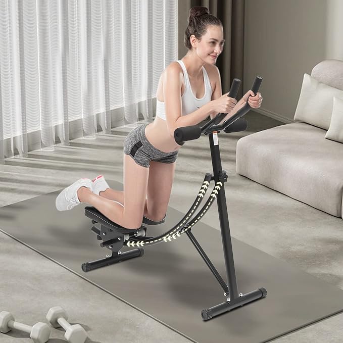 Ab Trainer Abdominal Workout Machine Waist Cruncher Core Toner, Height Adjustable Abdominal Whole with LCD Monitor, Body Workout Machine for Home, Companies, Gyms
