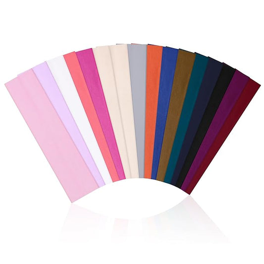 16Pcs Headbands for Women Non Slip - Stylish Sports Hair Bands for Women's Hair - Soft Cotton Cloth Stretchy Headbands for Women for Yoga, Outdoor Exercise Running
