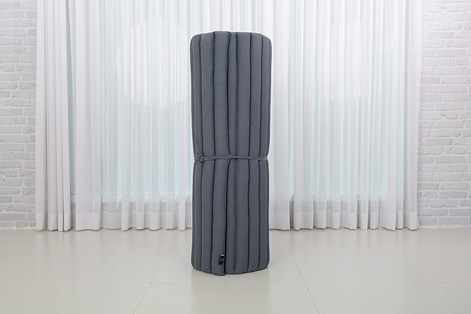 Leewadee - Kapok Roll Mat – Handcrafted Folding Sleep & Relaxation Mattress from Thailand, Ideal as Guest Bed, Camping Mat, Yoga Mat or Traditional Futon, 75 x 39 inches, Anthracite