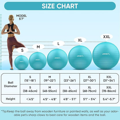 APEXUP Yoga Ball Exercise Ball Anti Slip Heavy Duty for Fitness, Balance & Core Workout
