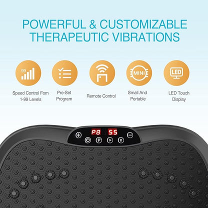 AXV Vibration Plate Exercise Machine Whole Body Workout Portable Mini Vibrate Fitness Platform Lymphatic Drainage Machine for Weight Loss Shaping Toning Wellness Home Gyms Workout (Mini)