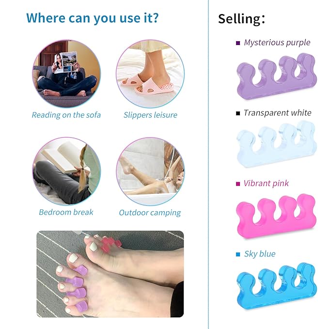 Toe Spacers for Women,Toe Separators for Women,Toe Separators Use for Separation of Toenails or Nails As Well As Relieve Orthopedic Bunion Symptoms.