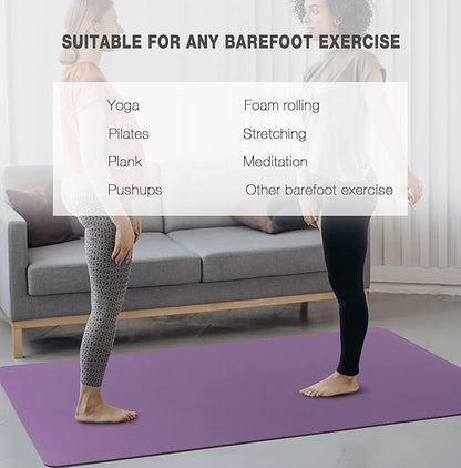 UMINEUX Large Yoga Mat for Men and Women 1/4 & 2/5 Inch Extra Thick TPE Fitness Mat for Home Gym Workout, Non-Slip, Eco Friendly Exercise Mat for Yoga, Pilates, Stretching, Meditation