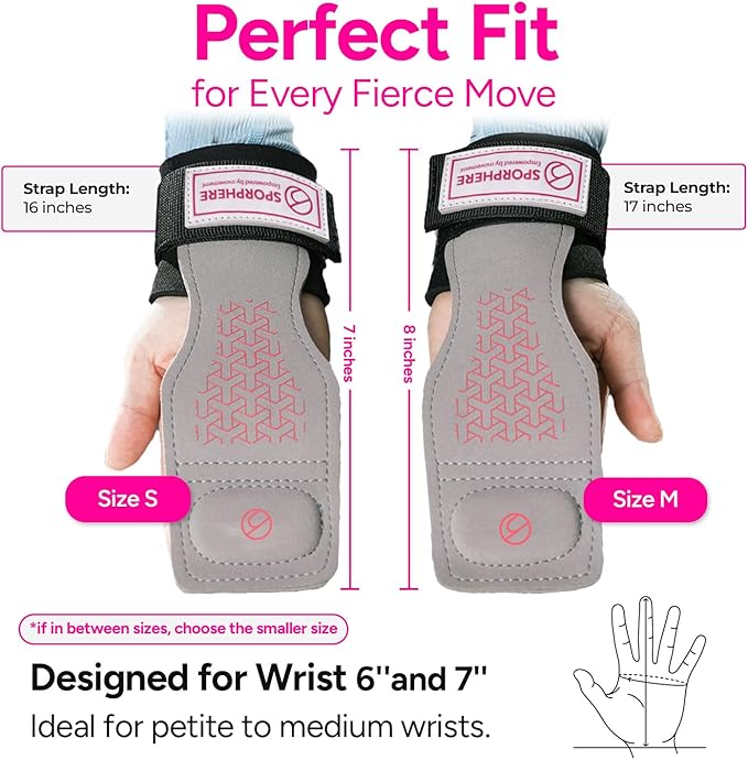 Premium Weight Grips for Women, Lifting Straps, Wrist Wraps for Weightlifting Women- Anti-Slip Silicone Gym Grip Ergonomic, Women's Gym Grips, Ideal for CrossFit– Deadlift straps & Pull up bar grips-Sport Headband Bonus Gift -SPORPHERE