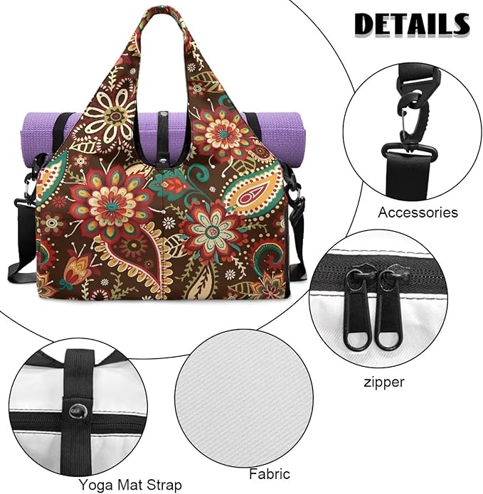 Yoga Mat Bag for Women Men Large Carryall Tote with Adjustable Shoulder Strap for Gym Yoga Travel Pilates Office